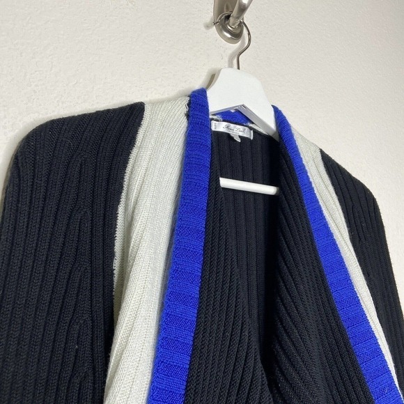 Mona Leah Cropped Waterfall Color Blocked Cardigan Sz L - Picture 2 of 8